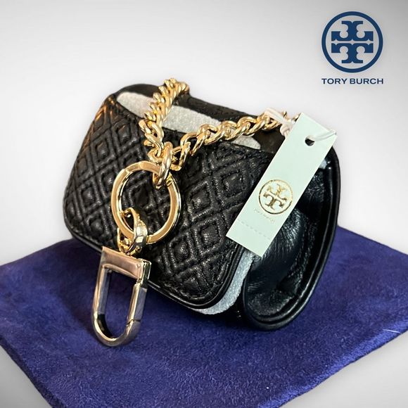 NWT Tory Burch Lil Fleming Key Fob / Bag Charm in Black Napa Leather $115 - Picture 11 of 16